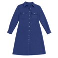 thumbnail image 6 of Yigetop Long Button Down Shirts for Women, Womens Button Down Shirts Solid Color Coat Long Sleeve Casual Lapel Collared Work Loose Long Blouses Pocket Plus Size Shirt Dress Dark Blue M, 6 of 8
