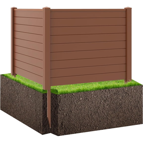 48" W x 36" H Privacy Screen(2 Panels), Outdoor PVC Privacy Fence w/ 3 Ground Stakes, Pool Equipment Enclosure, Trash Can Enclosures, Air Conditioner Fence for (1, Brown)