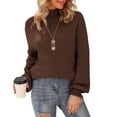 thumbnail image 3 of Asklazy Women's Turtleneck Oversized Sweaters Batwing Long Sleeve Pullover Loose Chunky Knit Jumper,Brown(S-2XL), 3 of 11