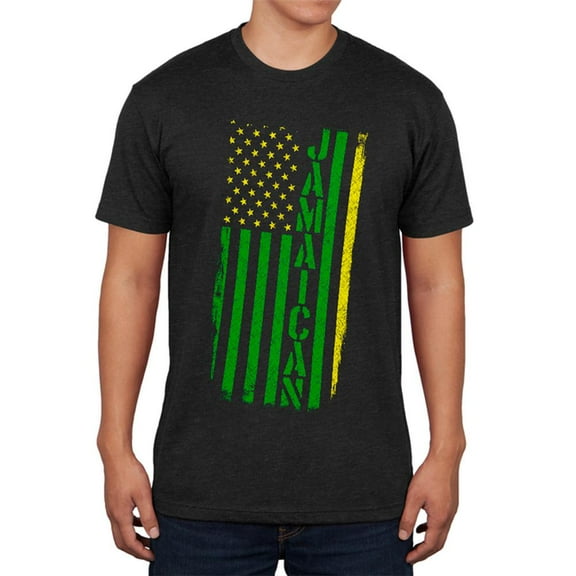 Jamaican American Distressed Flag Mens Soft T Shirt