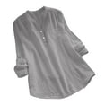 thumbnail image 1 of Timegard Hauts à Manches Longues pour Femmes Bouton Col en V Pull Décontracté Tunique Unie Blouses, 1 of 8