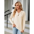 thumbnail image 2 of Cuteduck Women's Long Sleeve Pullover Tops for V Neck Button Loose Casual T-shirt L(US12-14), 2 of 5