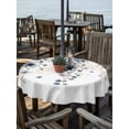 thumbnail image 2 of Outdoor Tablecloth with Umbrella Hole for Patio/Picnic/Party/Camping, Navy Blue Flowers Waterproof Table Cloth Round Cover Washable, Spring Floral Elegant Pastoral Watercolor (Dia 54"), 2 of 8