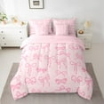 thumbnail image 2 of Erosebridal Kawaii Bowknot Bedding Sets Twin Size, Pink Comforter Sets with Sheets, Princess Style Reversible Bed Set, Microfiber Room Decoration, 7 Pieces, 2 of 6