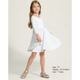 thumbnail image 5 of Stelle Long Sleeve Casual Sundress A-Line Twirly High Waisted Knee Length Flare Swing Cross Back Skater Dress for Girls,White,6 Years, 5 of 8