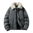 thumbnail image 3 of Zedker Men's Faux Fur Coat Jacket Winter Warm Thick Coat Outwear Long Parka Overcoat with Hoodie Gray L, 3 of 10