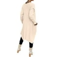 thumbnail image 4 of HUBERY Women Waffle Long Sleeve Irregular Hem Solid Color Mid-Length Cardigan, 4 of 4