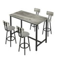 5 Pieces Bar Table Set, Industrial Style Dining Table Set with 4 PU