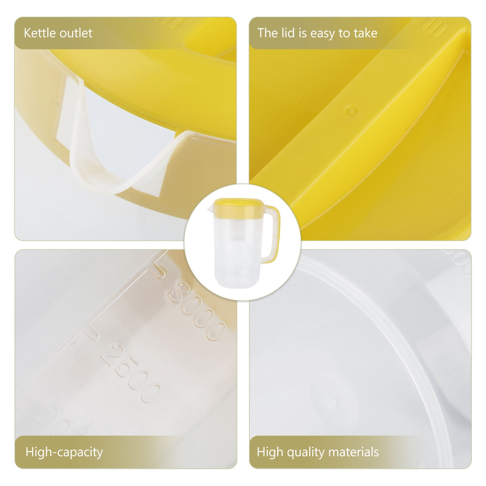 Homoyoyo Large Yellow Plastic Pitcher with Lid, PP Material, Ideal for Home, Cafe, Outdoor, and Daily Beverage Serving