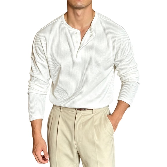 Mens Shirts, Mens Muscle Henley Shirts Lightweight Workout T-Shirt Gym Tee | Solid Color Comfortable Soft Athletic Short Sleeve with Button