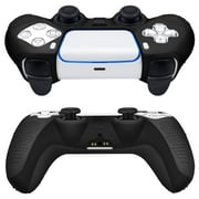 Silicone Cover Skin Case for Sony PS5 Controller, EEEkit Wireless Controller Protector Case Anti-slip Grips Case Compatible for PlayStation5, Controller Skin for PS5 with 10 Thumb Grip(Black)