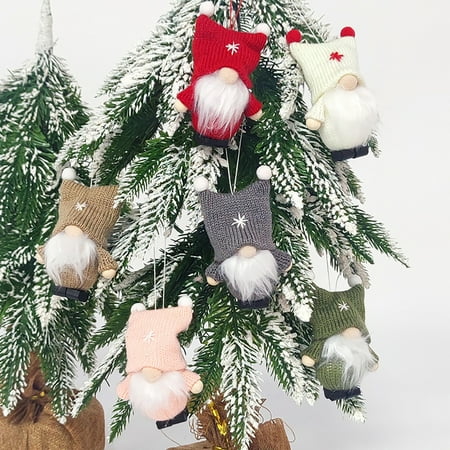 

Faceless Doll Christmas Flavor Nordic Style Exquisite Plush Doll Handmade Hanging Pendant for Home Red Fabric