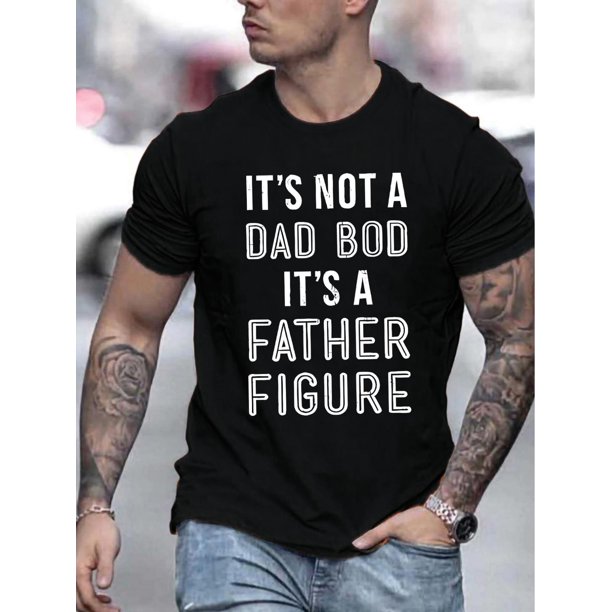 Dad Bod Print, Men's Niche Crew Neck Tees, Casual Comfy T-shirts For Men, Clothing Tops For Summer