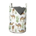 thumbnail image 1 of Oriental Laundry Bag, Watercolor Style Interpretation of Camels with Ornamental Saddle and Cacti, Hamper Basket with Handles Drawstring Closure for Laundromats, 13" x 19", Multicolor, by Ambesonne, 1 of 4
