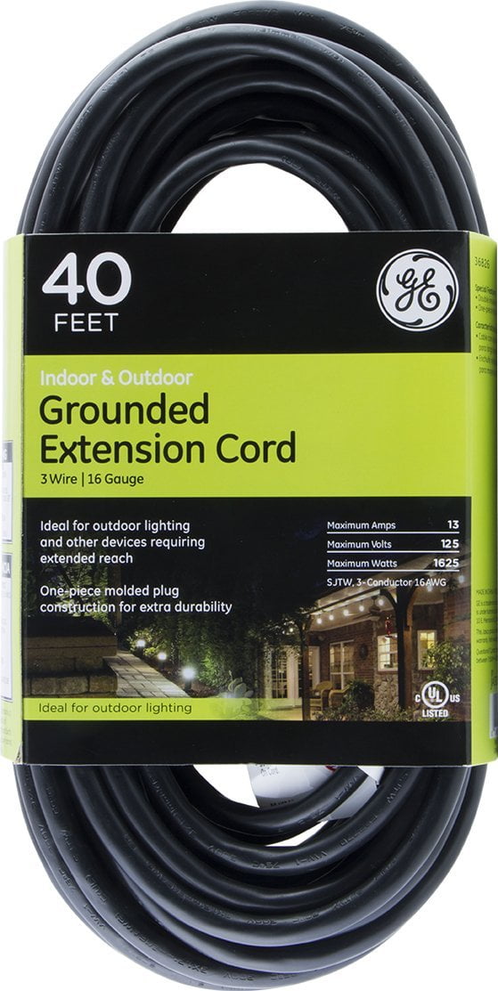 GE 1Outlet 40 Ft. Heavy Duty Extension Cord, black