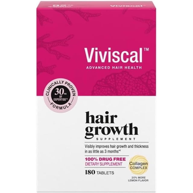 Viviscal 6 PACK Suplementos para el crecimiento del cabello para mujeres, soporte para cabello más grueso y abundante para cabello fino y pérdida de cabello, 180 Unidades