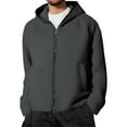 thumbnail image 2 of FAOWME Men's Hooded Coat With Pockets Long Sleeve Solid Color Zip Up Comfortable Fashion Jacket For Autumn Winter Daily Wear Grey Xl, 2 of 5