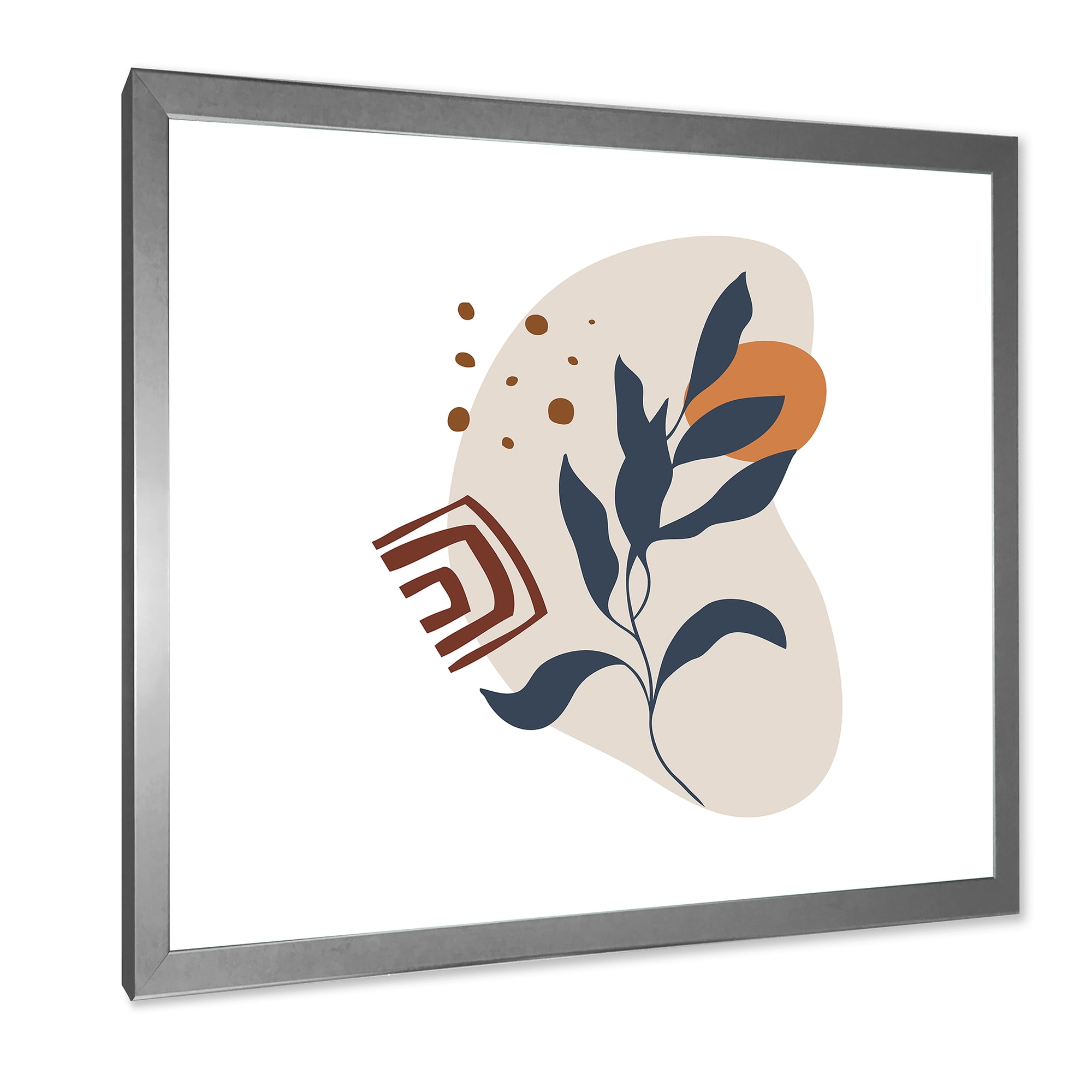 Designart 'Abstract Minimal Shapes Under Flowers VII' Modern Framed Art Print