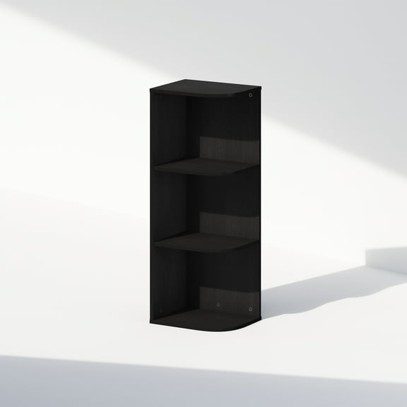 Furinno Reed 3-Tier Space Saving Corner Storage Display Shelf, Bookshelf, Blackwood