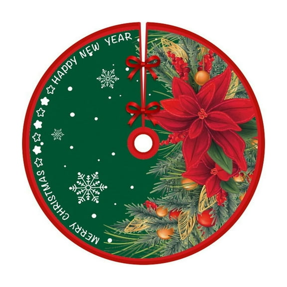 Cheapark Christmas Tree Skirt - Printed Festive Design Soft Fabric Decor for Tree Bottom Home Merry Christmas Party Holiday Accent