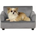 thumbnail image 1 of Dog Sofas and Chairs for Small Size Pet/Sturdy Wooden Frame Pet Sofa/Smooth Velvet Dog Sleeping Bed/Classical Design Upholstered Pet Bed/Cat Sofa for Small Animal Rest Using (Grey), 1 of 18
