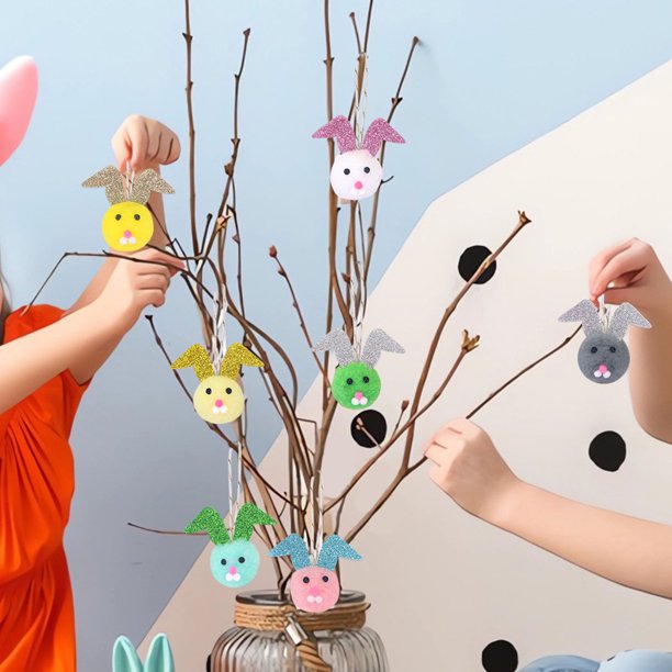 Xihbxyly Adorno de Conejito de Pascua, Adorable Decoración Colgante, Diseño de Tela Suave, Decoración Navideña Versátil, Ideal para Fiestas En Casa o En El Aula, Idea de Regalo Divertida, Tamaño 4.13