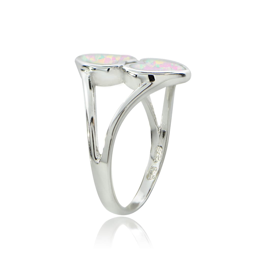 Created Blue Opal Sterling Silver Triple-Oval Fashion Ring