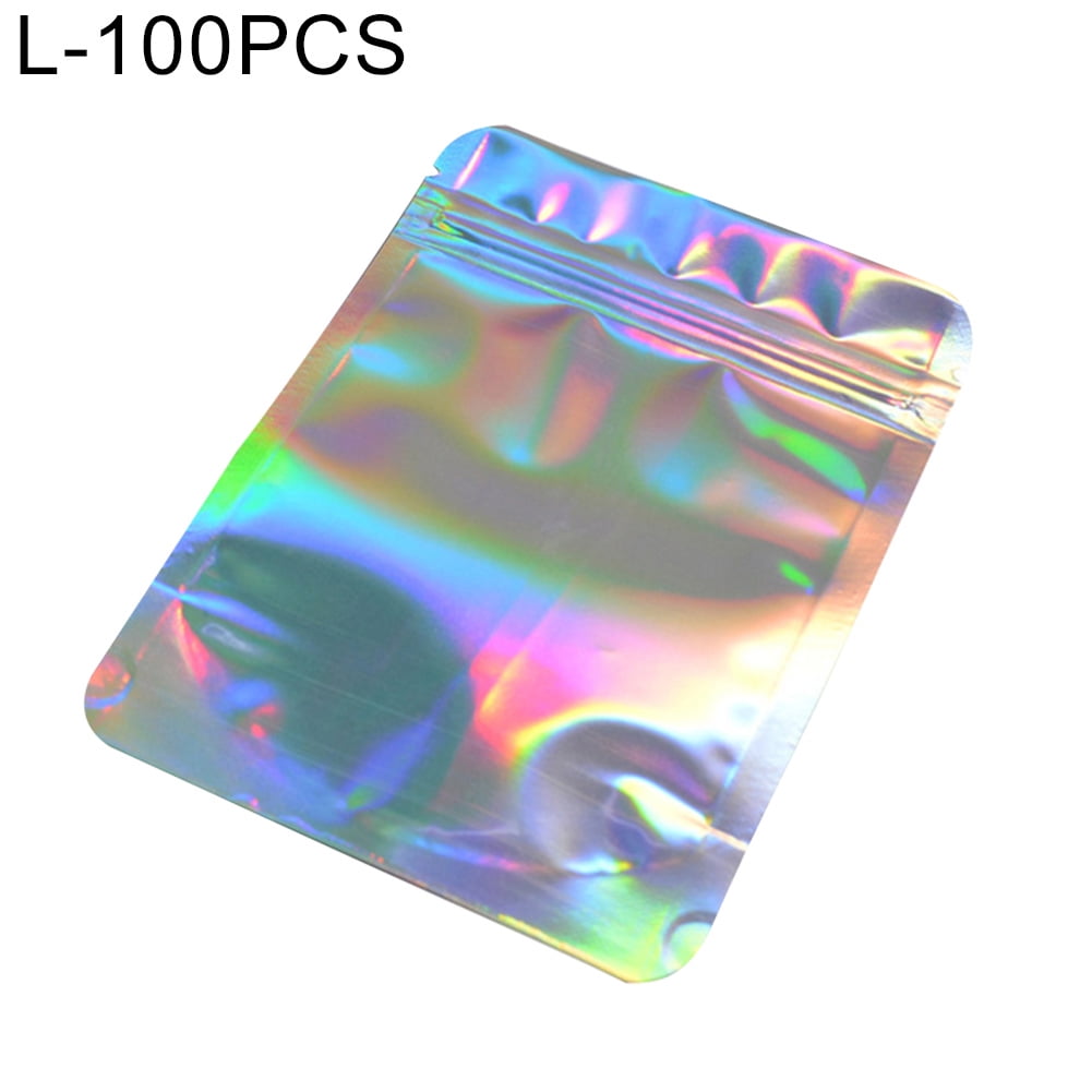 100x Storage Bag Clear Flat Aluminum Foil One Side Holographic Laser Bags 