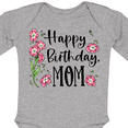 thumbnail image 4 of Inktastic Happy Birthday, Mom Pink Flowers Boys or Girls Long Sleeve Baby Bodysuit, 4 of 5