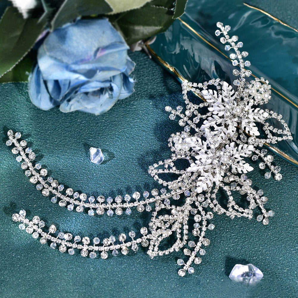 Jiibva Wedding Hair Clip Rhinestone Bridal Hairpiece Flower Hair Clip Elegant Hair Accessories