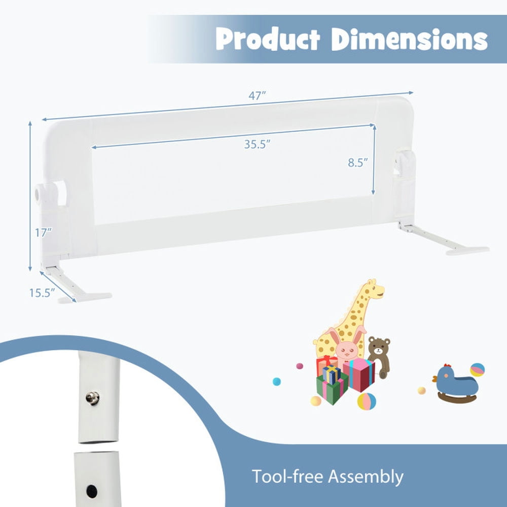 Spaco Foldable Bed Rail Swing Down Baby Bed Guard Rail-White, Baby Bassinet, Easy to Fold and Carry Travel Bassinet