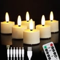 thumbnail image 1 of Velas de té LED recargables FPOO, 6 unidades, 4 cm x 6 cm, temporizador, 1 of 6