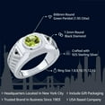 thumbnail image 2 of Gem Stone King Men's 925 Sterling Silver Round Green Peridot and Black Diamond Ring for Men |1.95 Cttw | Gemstone Birthstone | Available in Size 7, 8, 9, 10, 11, 12, 13, 2 of 6