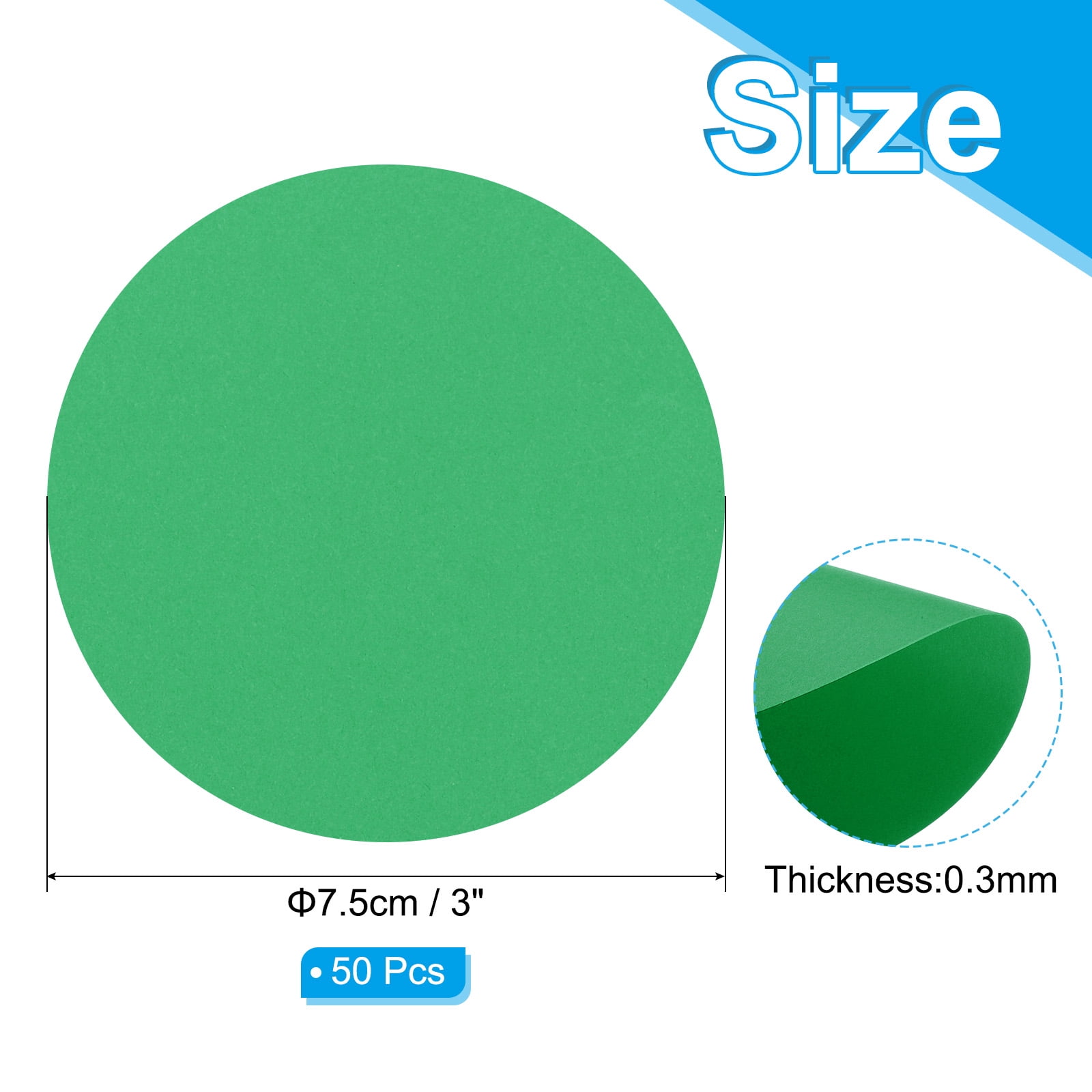 Unique Bargains Circle Card Stock Round Shape Cutouts for Craft Projects 3" Green