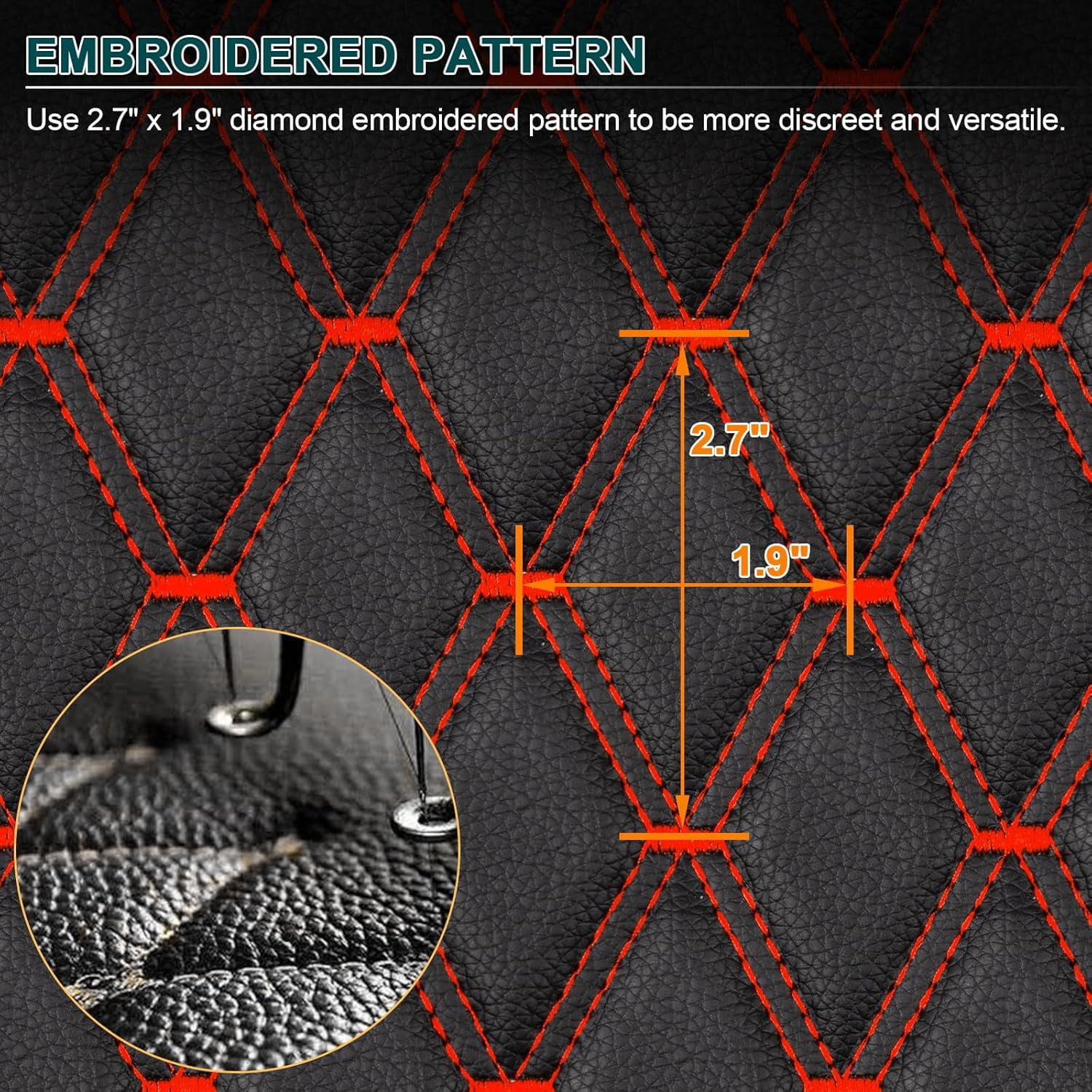 63" W Faux Leather Vinyl Fabric Waterproof Diamond Quilted Upholstery Material for Auto Headliners Car Seats Door Panel Furniture Sofa Chair DIY Black 4 Yard