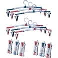 thumbnail image 1 of Paquete de 6 perchas de viaje – Perchas portátiles plegables para ropa de bebé con clips, perchas para pantalones con clips, tendedero para viajes (rojo y azul) Excelente Rendimiento, 1 of 5