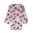 thumbnail image 3 of CFLVAEK Cardigans for Women Trendy Summer Hawaii Print Kimono Cardigan Casual Open Front Cover Ups Loose Fit 3/4 Sleeve Beach Vacation Cardigan Pink XL, 3 of 4