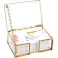 thumbnail image 1 of Clear Gold Glass Business Card Box With Lid Name Card Display Business Card Organizer Container Collection Cards Box Storage For Office Deskto, 1 of 5