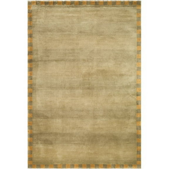 SAFAVIEH Tibetan Calista Solid Bordered Wool Area Rug, Sage/Green, 6' x 9'