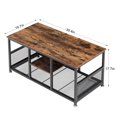 thumbnail image 4 of VECELO 39.4" Rectangle Coffee Table with Storage Shelf, Industrial Entertainment Center Television Table for Living Room, Brown, 4 of 9