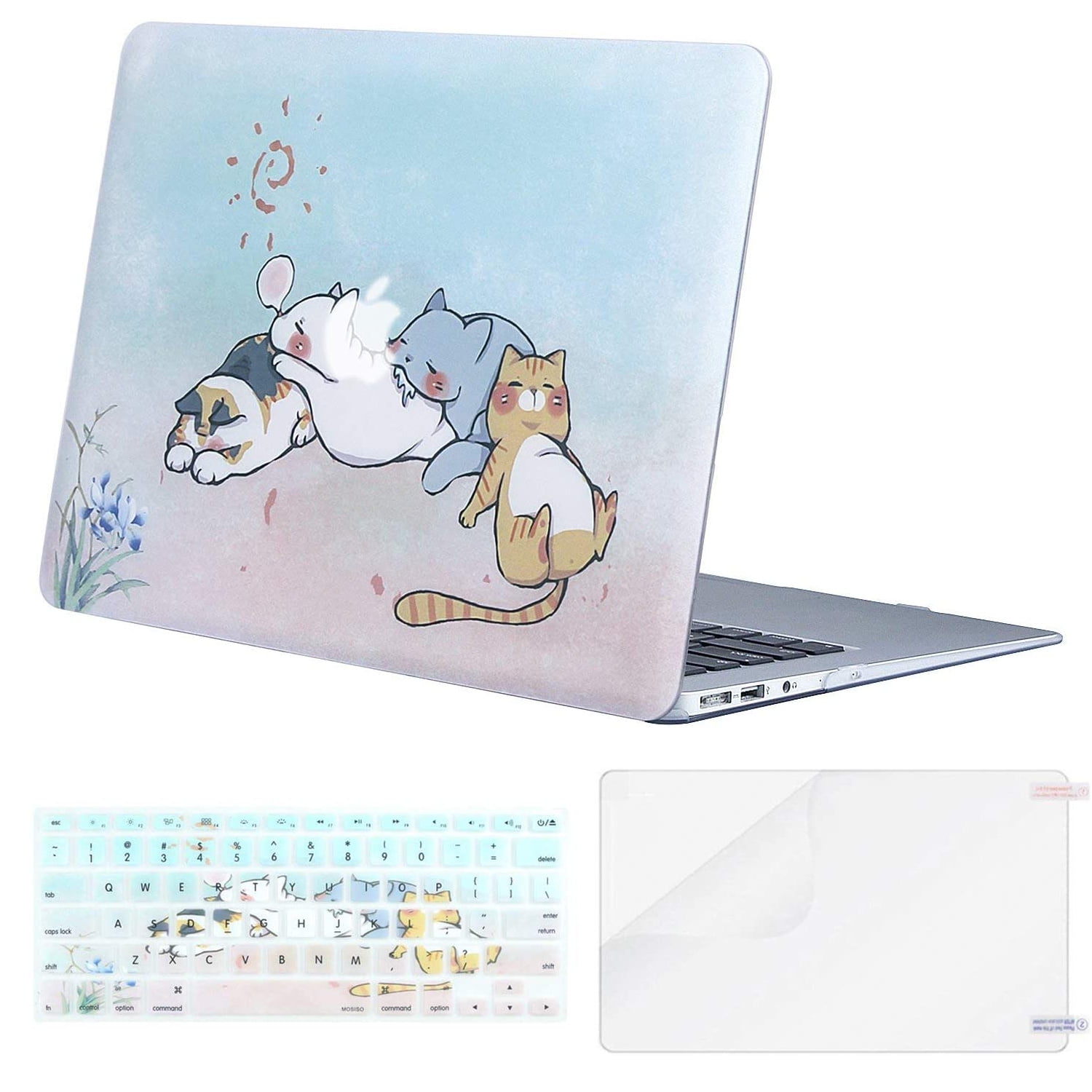 Laptop Case for MacBook Air 13 A1466/A1369 Cat in Flowers Keyboard Cover+PVC Hard Shell Case Protective Set lu6f5bkb24cs