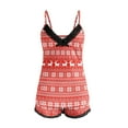 thumbnail image 4 of Bjutir Women Christmas Print Shorts Set 2 Piece Pajamas Set Lace Backless Trim V Neck Sling Tops With Shorts Outfit Set Lingerie Sleepwear Size 2Xl, 4 of 5