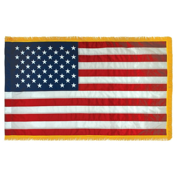 TOPFLAGS US American Parade Flag 3x5 ft Courtroom Indoor Flag With 2 Inches Gold Fringe Indoor Flags with Pole Hem (American flag only without pole)