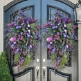 thumbnail image 6 of Spring Summer Front Door Teardrop Tulip Wreath Artificial Floral Swag Wreath for Home Decor, 6 of 9