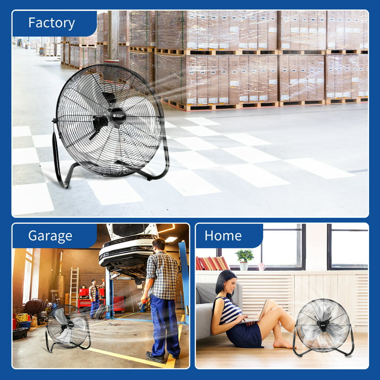 Magshion 24 Inch 3 Speed High Velocity Floor Fan, Heavy Duty Metal  Industrial Drum Fan with Casters and Adjustable Tilt for Warehouse Workshop  Commercial, Silver 