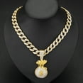 thumbnail image 2 of European and American versatile personality Cuban full diamond money bag pendant necklace fashionable versatile hip-hop necklace, 2 of 8