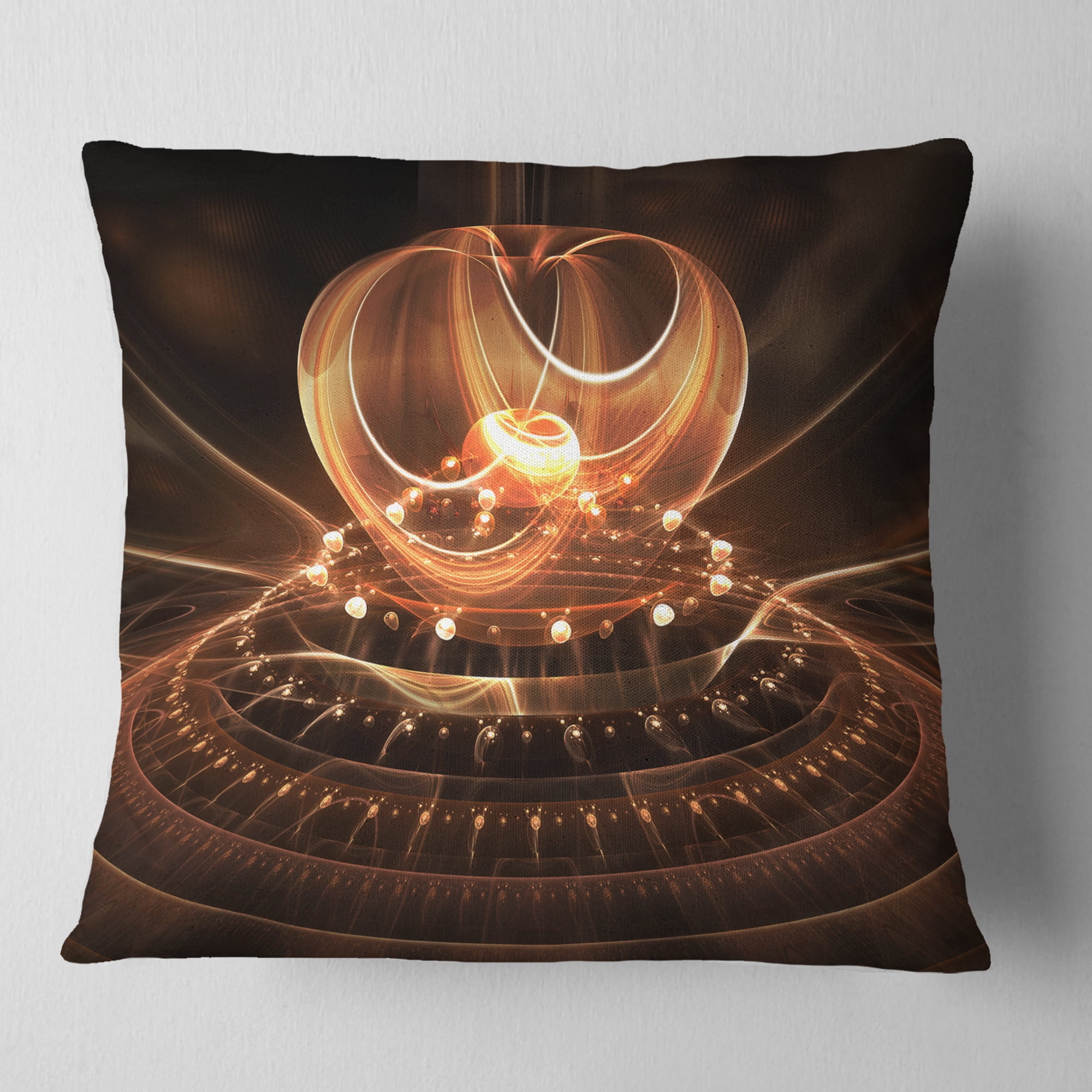 Designart Modern Fractal Brown Dom - Abstract Throw Pillow - 16x16