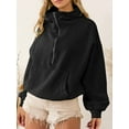 thumbnail image 3 of Women’s Half Zip Hoodies Casual Long Sleeve Front Pocket Sweatshirts Pullover Tops Fall Outfit, 3 of 10