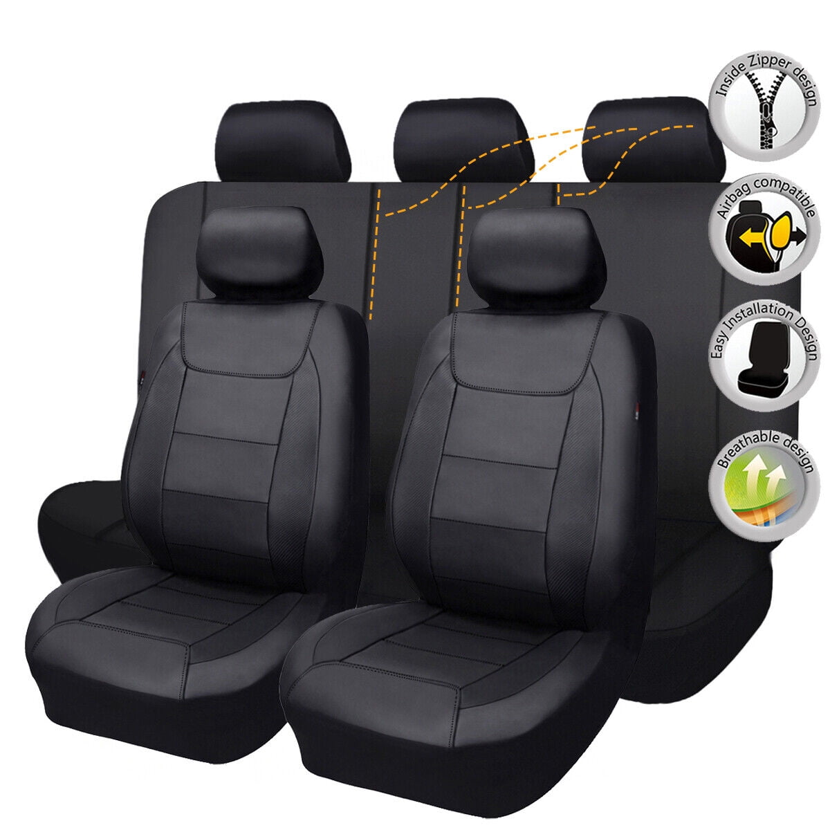 Flying Banner Full Set Deluxe Automotive Leather Universal Car Seat Covers Interior Car SUV Pick up
