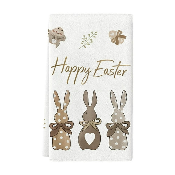 Tao Tao Happy Easter Kitchen Towels Dish Towels, Hunny Bunny Towel 16x24 Inch Seasonal Spring Summer Holiday Decoration Hand Towels